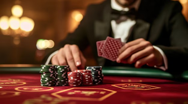 Meja Sic Bo Dadu live-dealer dengan tiga dadu dan area taruhan yang jelas di platform the77